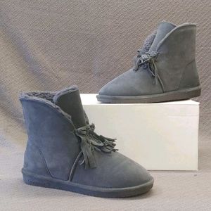 BEARPAW Christie Suede Fringe Boot Charcoal - 10W